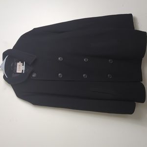 Black Wool Blend Double Breasted Peacoat